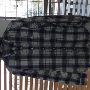 Men's LL Bean Long Sleeve Casual Button Down - size medium, blue plaid
